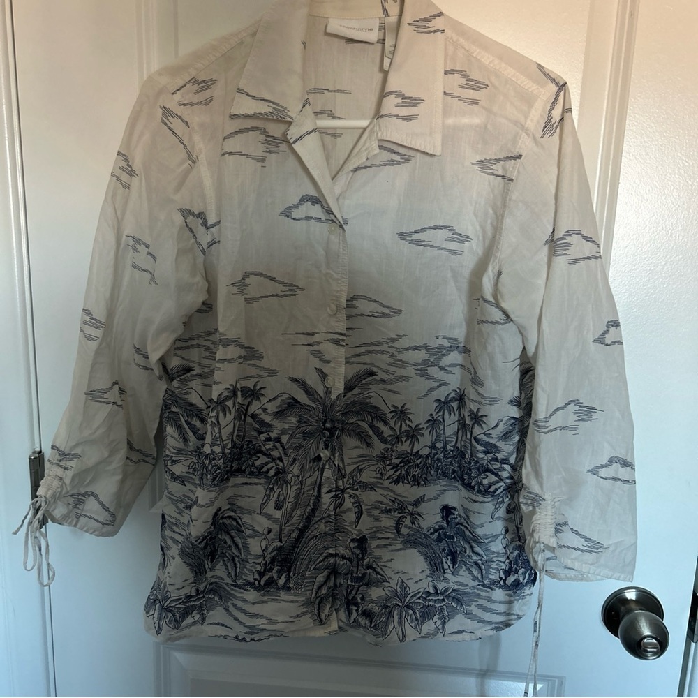 Liz Claiborne Lizwear Women’s Medium 3/4 Sleeve Button Up Tropical Shirt